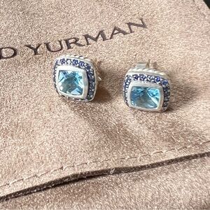 David Yurman Albion Stud Earrings Topaz Sapphire